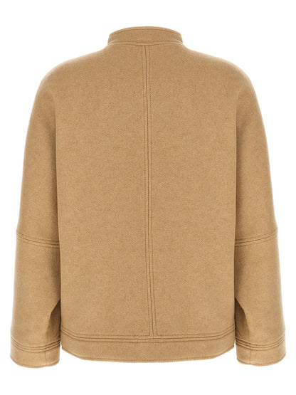 Bomber Jacket by Max Mara for women in cashmere beige, camel, jacquard & monogram features a city-ready silhouette, detailed with and a city-ready high-neck neckline.