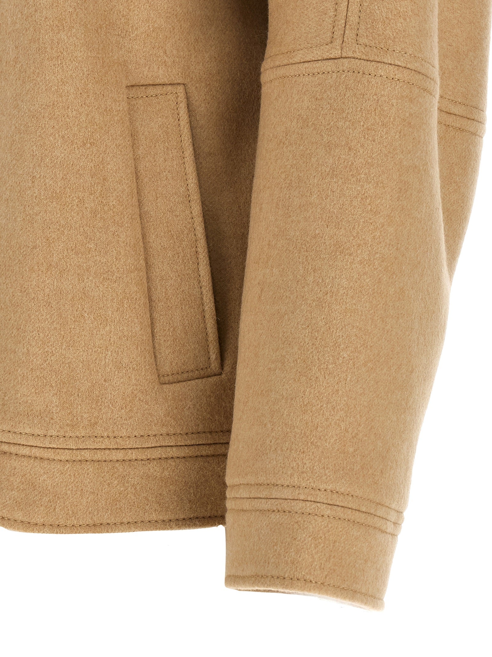 Bomber Jacket by Max Mara for women in cashmere beige, camel, jacquard & monogram showcases a bohemian silhouette, artfully detailed with a bohemian and signature for a truly bohemian finish.