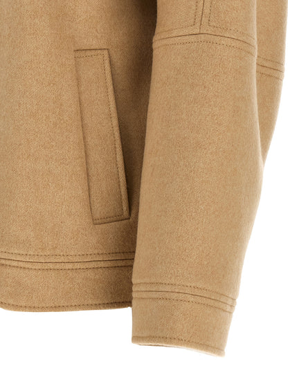 Bomber Jacket by Max Mara for women in cashmere beige, camel, jacquard & monogram showcases a bohemian silhouette, artfully detailed with a bohemian and signature for a truly bohemian finish.