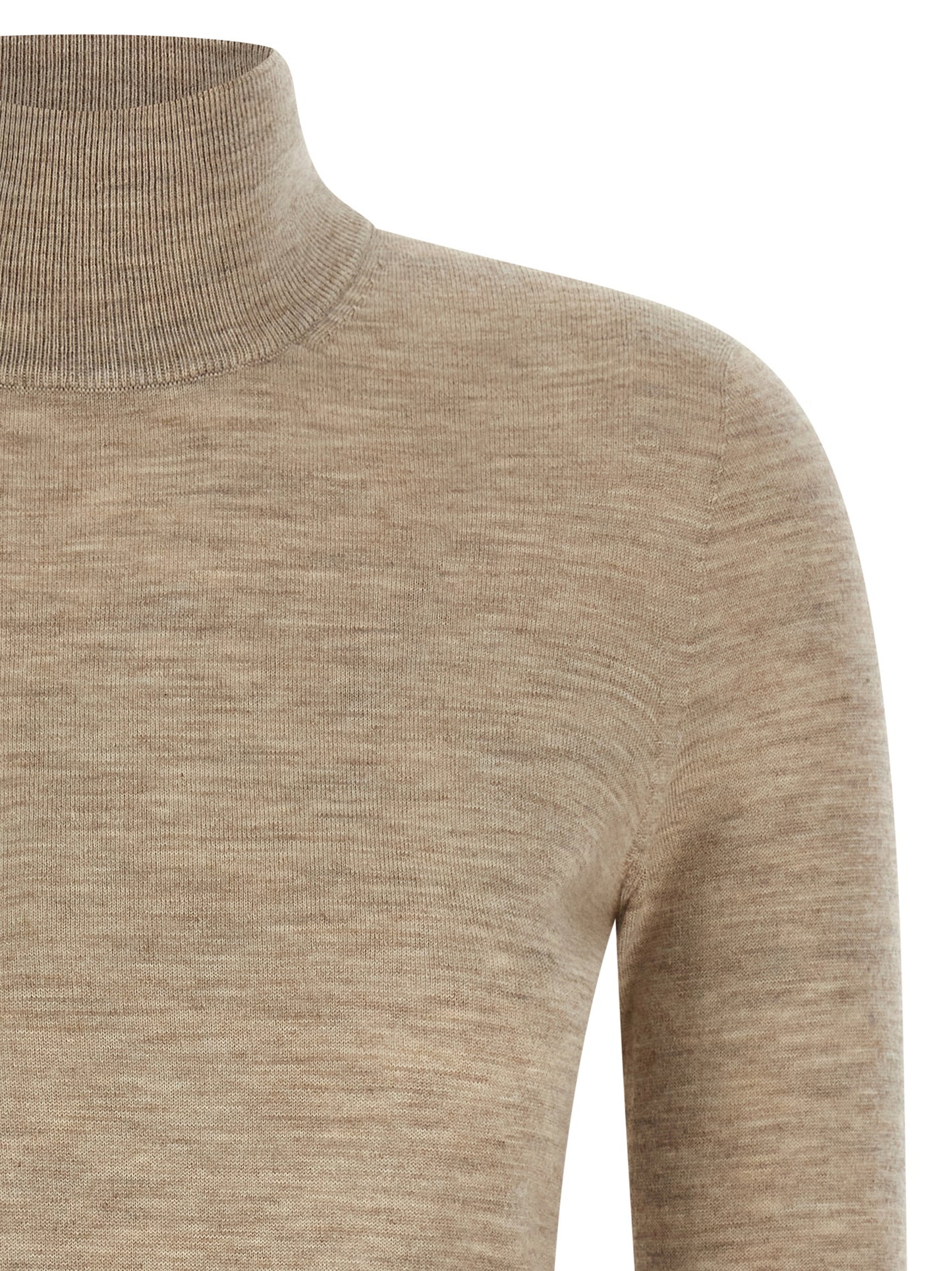 Cardigan by Max Mara for women in plush cashmere beige & signature showcases a luxurious silhouette, meticulously detailed with a sophisticated turtle high-neck neckline and for a refined finish.