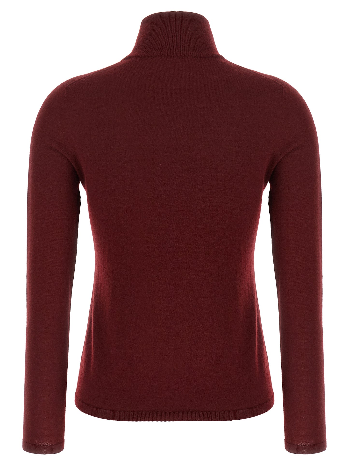 Cardigan by Max Mara for women in cashmere bordeaux presents a textural silhouette, artfully finished with a textural turtle high-neck neckline and for a sophisticated, textural look.