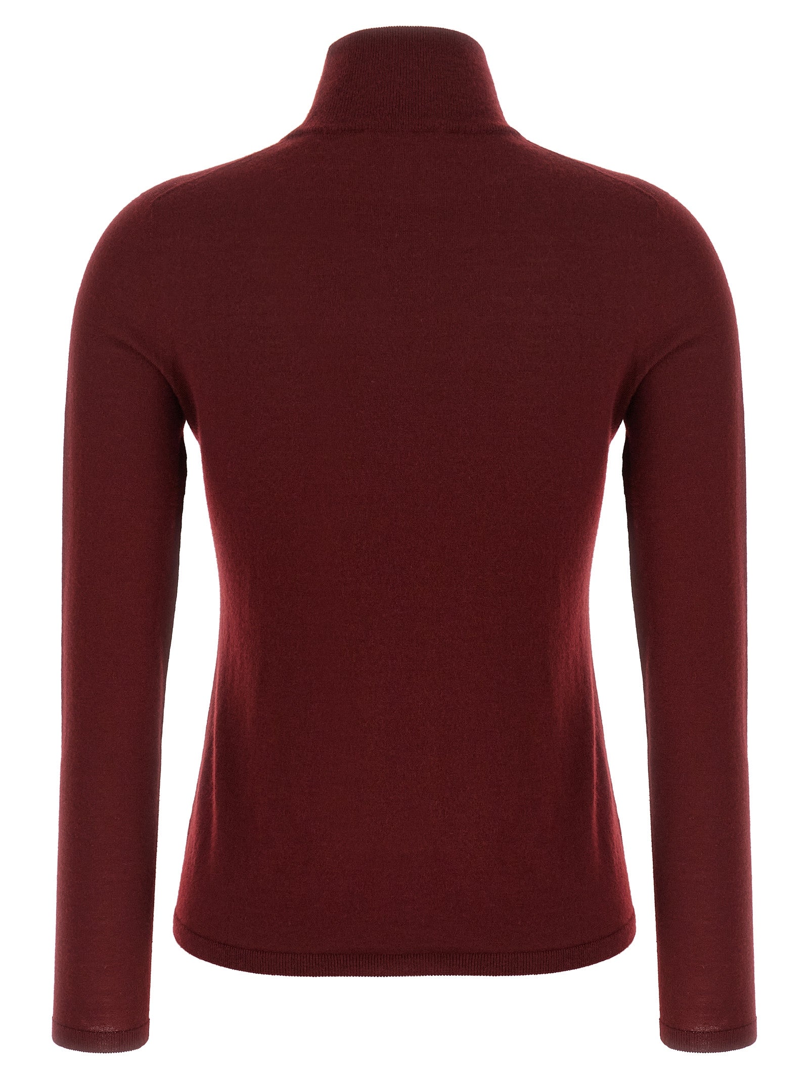 Cardigan by Max Mara for women in cashmere bordeaux presents a textural silhouette, artfully finished with a textural turtle high-neck neckline and for a sophisticated, textural look.