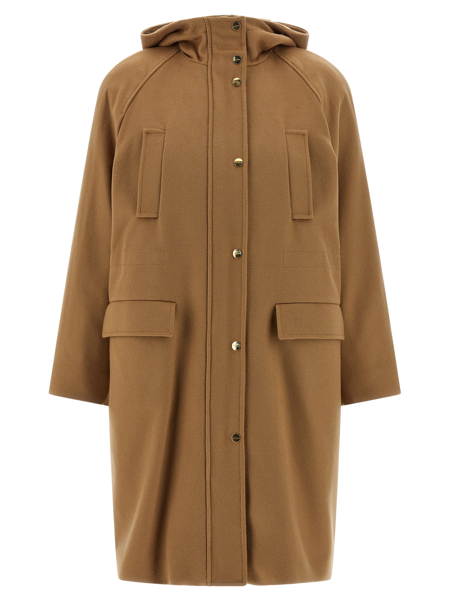 Hooded Parka by Max Mara for women in polyamide & wool beige presents a decadent silhouette, showcasing the decadent wrap hooded high-neck neckline and functional hooded for a premium, weather-ready look.