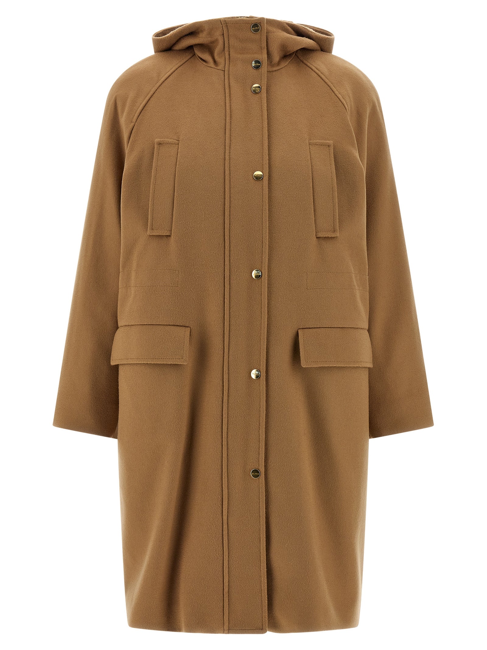 Hooded Parka by Max Mara for women in polyamide & wool beige presents a decadent silhouette, showcasing the decadent wrap hooded high-neck neckline and functional hooded for a premium, weather-ready look.