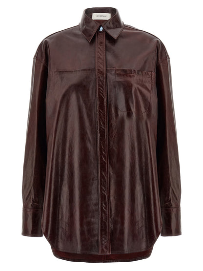 Blouse by Sportmax for women in lamb leather bordeaux presents a discerning silhouette, showcasing a sophisticated and long-sleeve for a truly discerning finish.