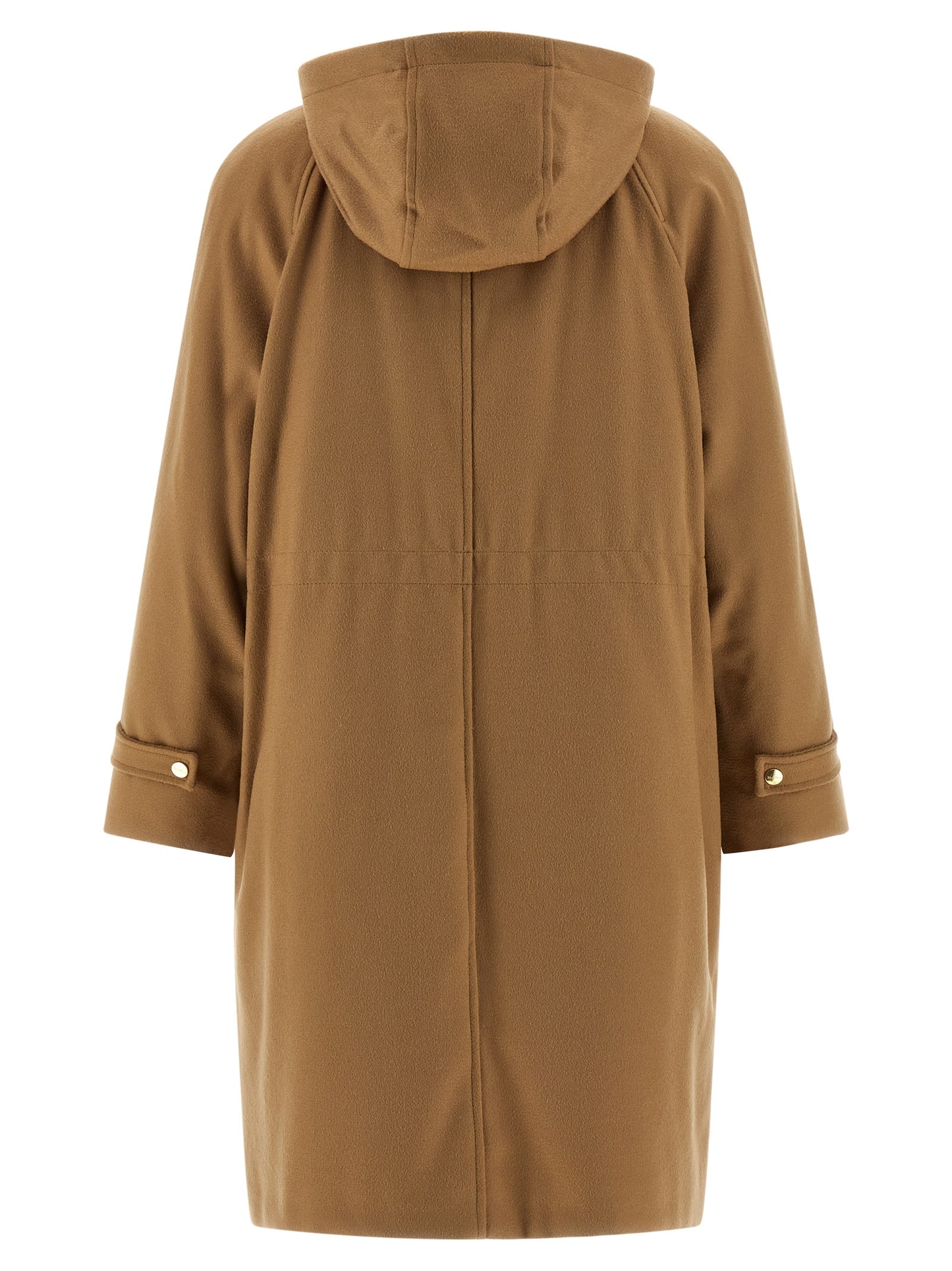 Hooded Parka by Max Mara for women in polyamide & wool beige features an avant garde silhouette, showcasing refined hooded and a sophisticated wrap hooded high-neck neckline for a polished look.