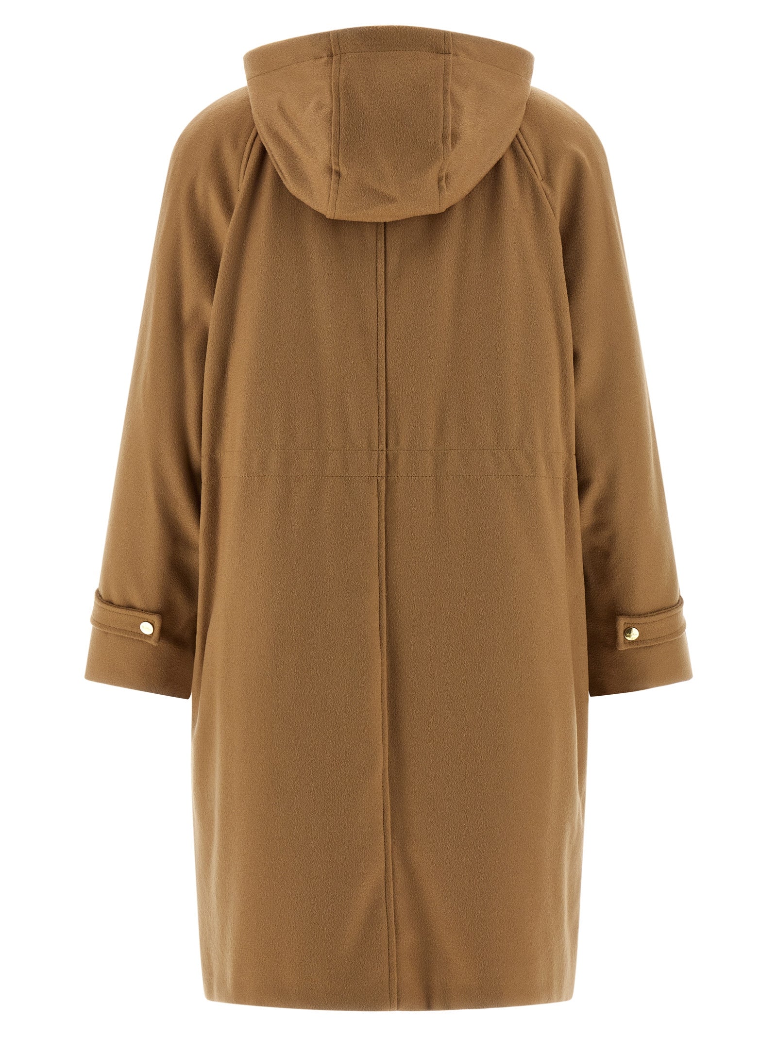 Hooded Parka by Max Mara for women in polyamide & wool beige features an avant garde silhouette, showcasing refined hooded and a sophisticated wrap hooded high-neck neckline for a polished look.