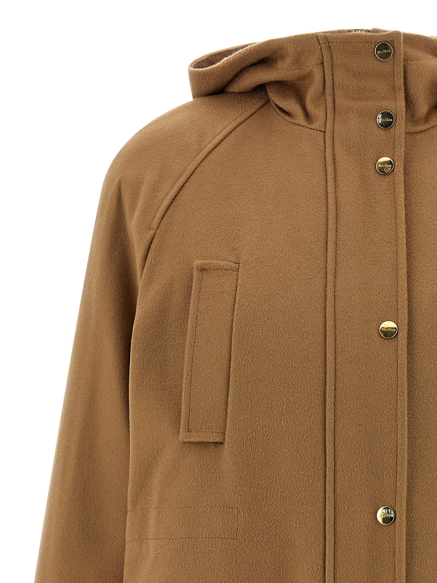 This Hooded Parka by Max Mara for women in polyamide & wool beige presents a enveloping silhouette, meticulously detailed with hooded and a enveloping wrap hooded high-neck neckline.