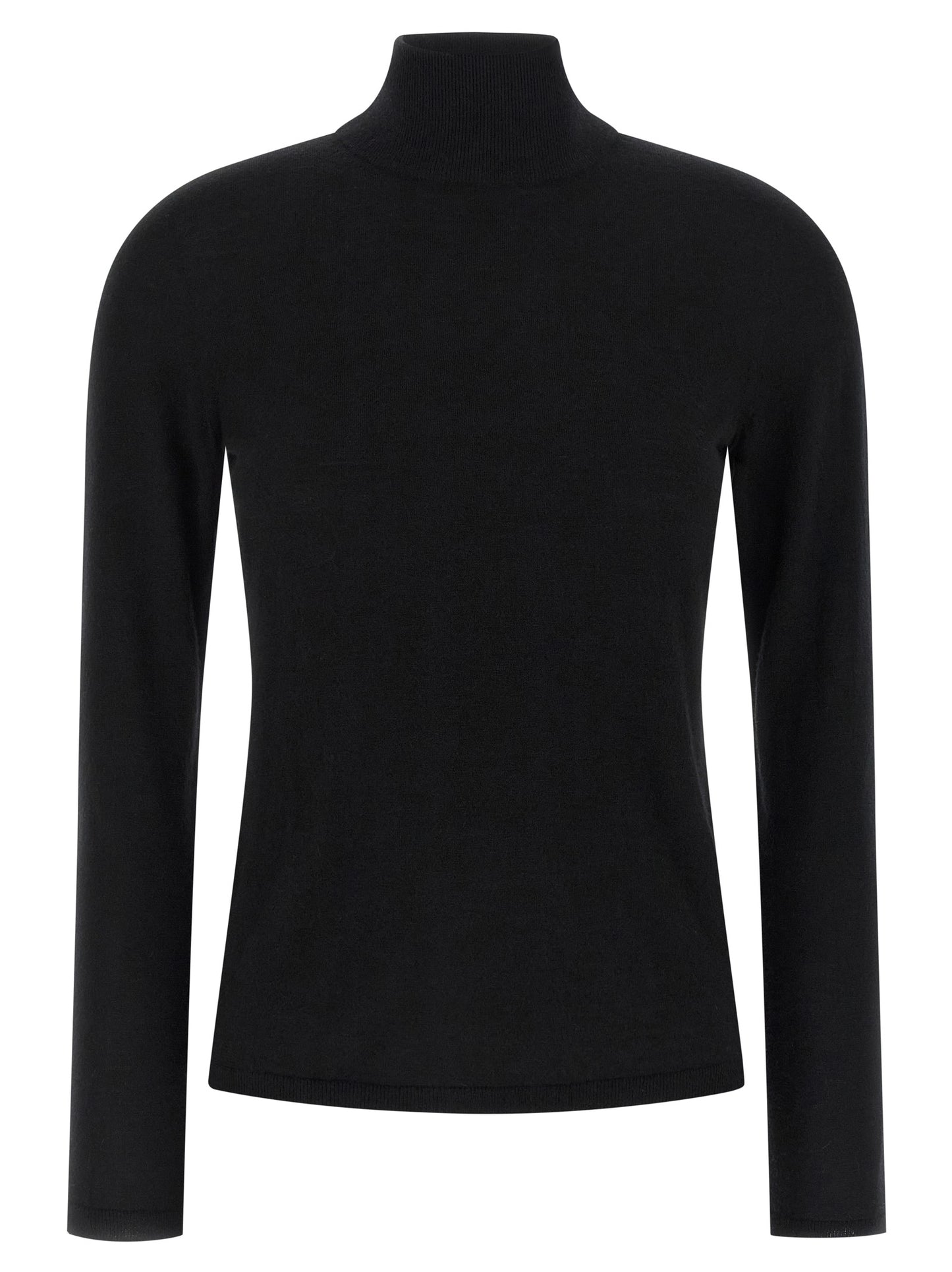 Cardigan by Max Mara for women in cashmere black showcases a luxurious silhouette, meticulously detailed with a sophisticated wrap turtle high-neck neckline and for a refined finish.