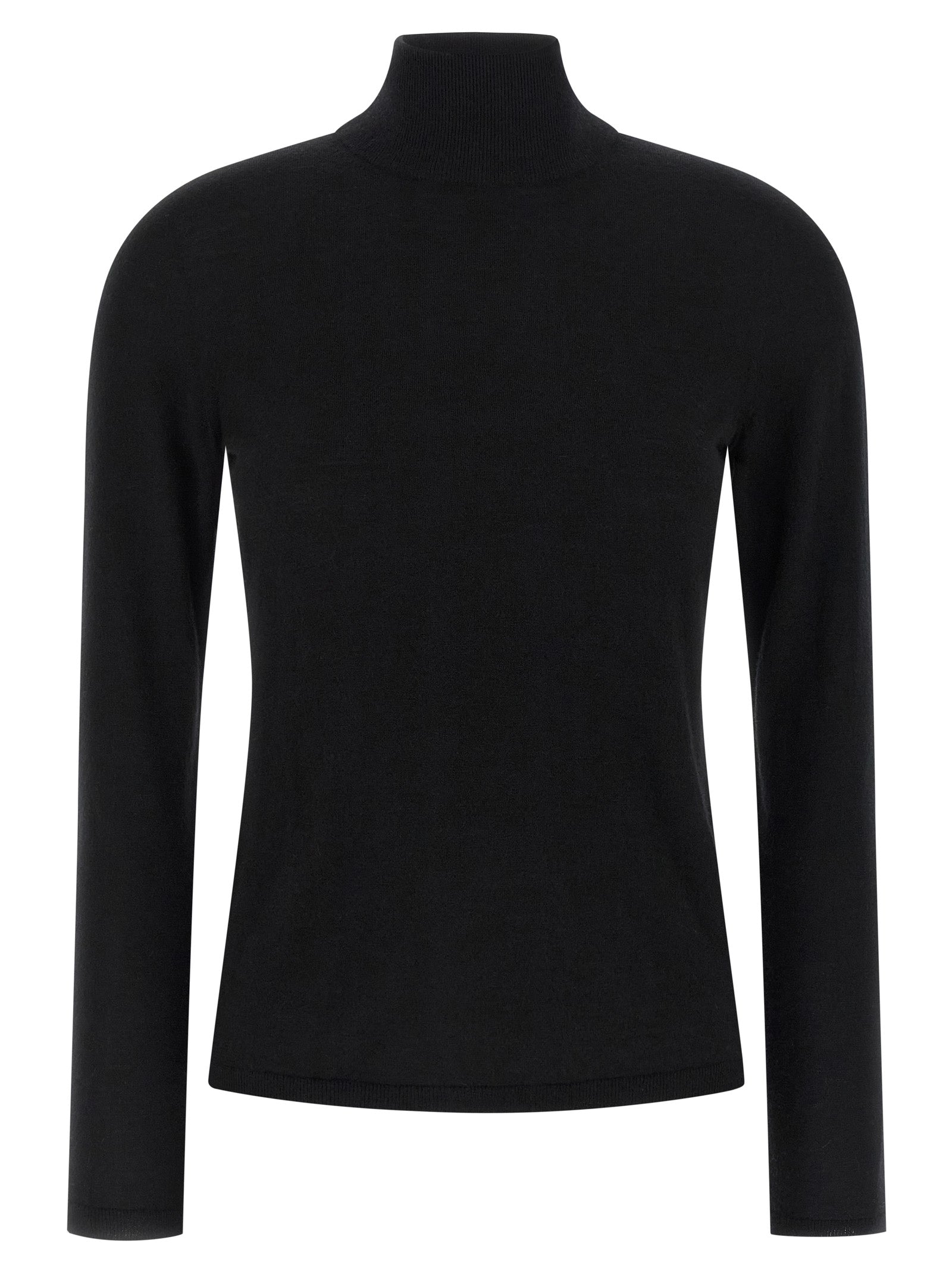 Cardigan by Max Mara for women in cashmere black showcases a luxurious silhouette, meticulously detailed with a sophisticated wrap turtle high-neck neckline and for a refined finish.