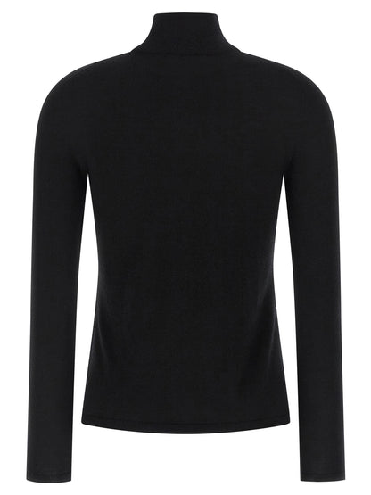 Cardigan by Max Mara for women in cashmere black features a nuanced silhouette with a refined wrap turtle high-neck neckline and nuanced detailing for a sophisticated look.