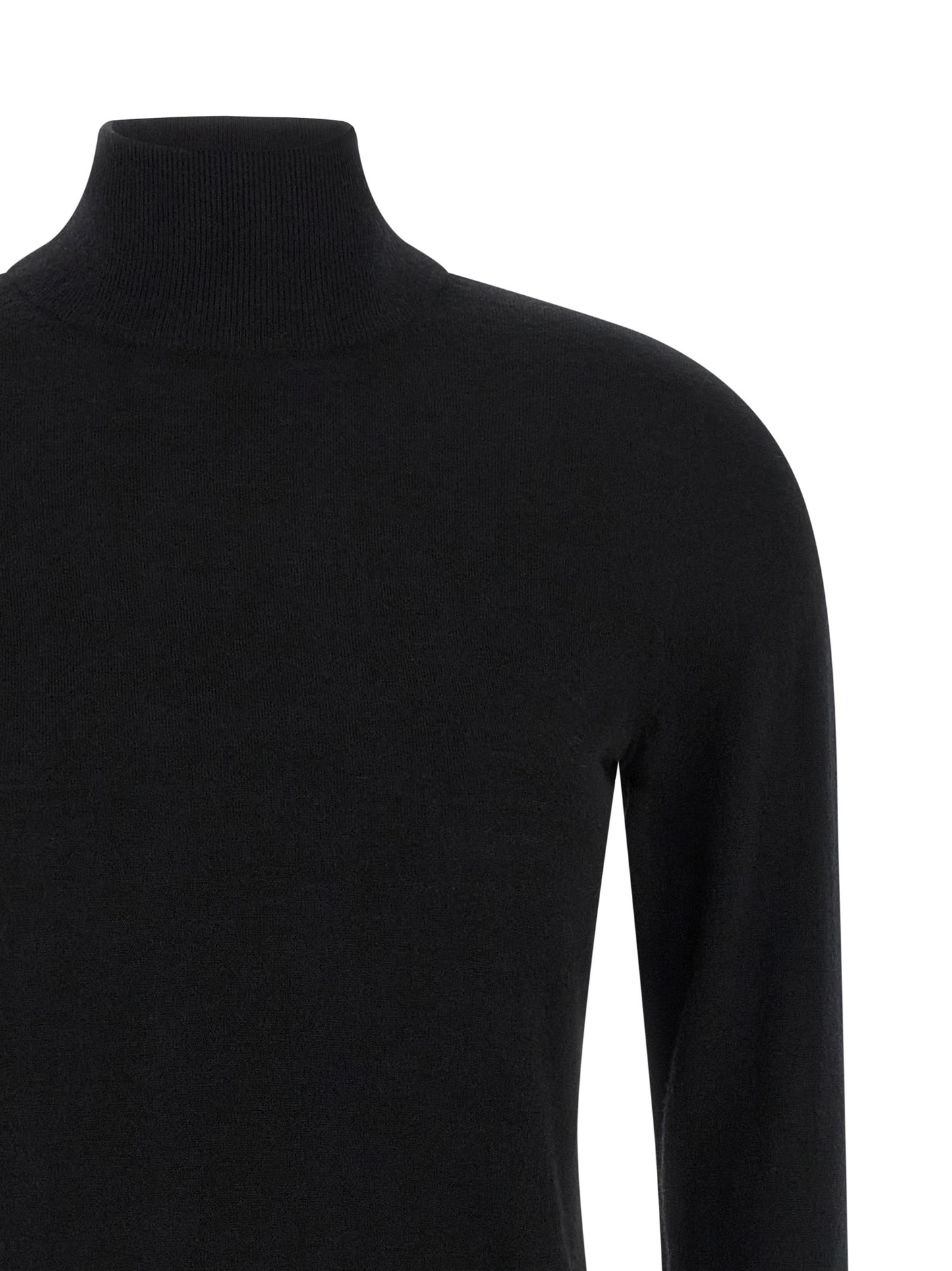Cardigan by Max Mara for women in cashmere black features an crisp silhouette, showcasing a sophisticated wrap turtle high-neck neckline and detail for a truly crisp finish.