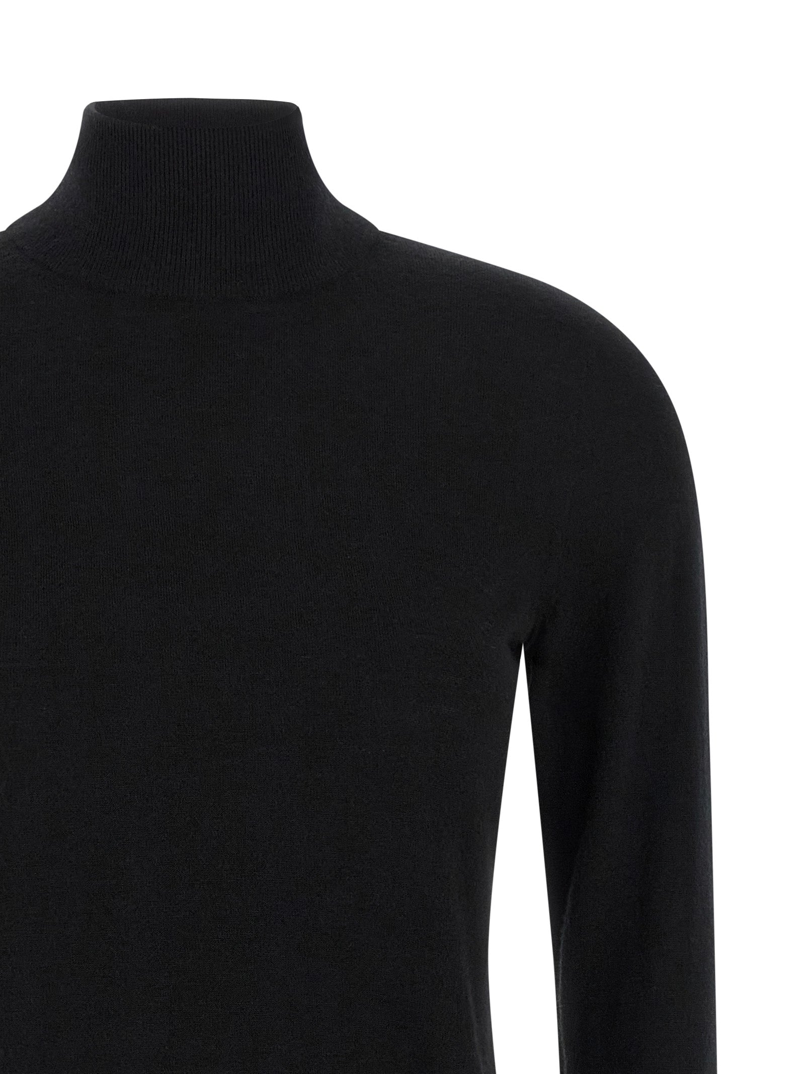 Cardigan by Max Mara for women in cashmere black features an crisp silhouette, showcasing a sophisticated wrap turtle high-neck neckline and detail for a truly crisp finish.