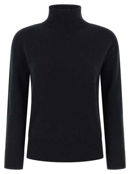 Cardigan by S Max Mara for women in cashmere blue showcases a captivating silhouette, artfully detailed with a captivating long-sleeve and wrap turtle high-neck neckline for a truly sophisticated captivating look.