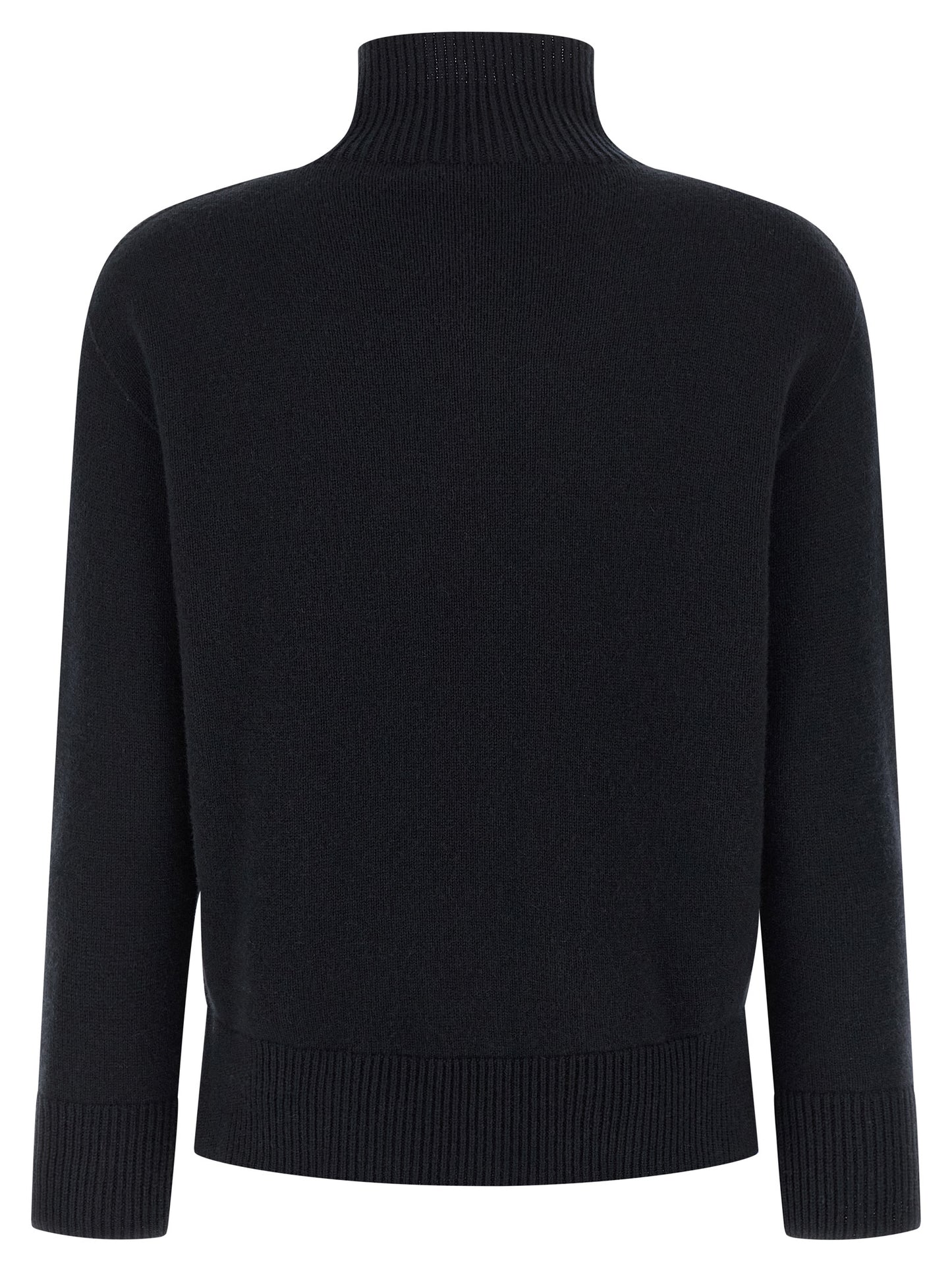 Cardigan by S Max Mara for women in cashmere blue features a dramatic silhouette, showcasing a sophisticated wrap turtle high-neck neckline and dramatic detail for a timeless, premium look.