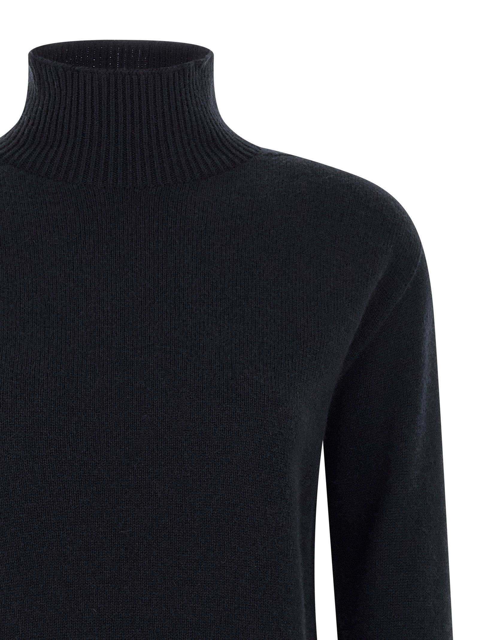 Cardigan by S Max Mara for women in cashmere blue features a nuanced silhouette with a refined wrap turtle high-neck neckline and nuanced detailing for a sophisticated look.