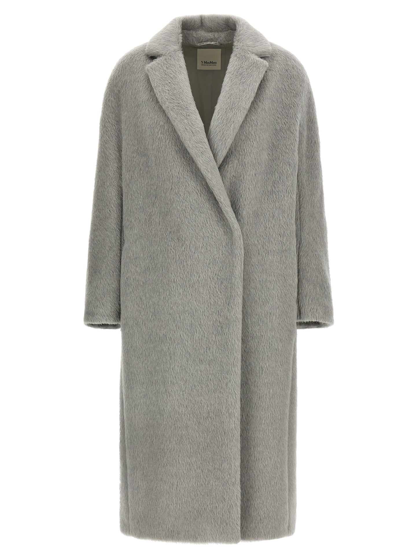 S Max Mara Gray Alpaca Leather Coat