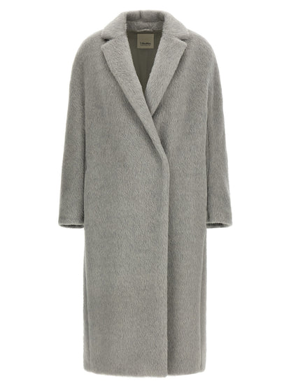 S Max Mara Gray Alpaca Leather Coat