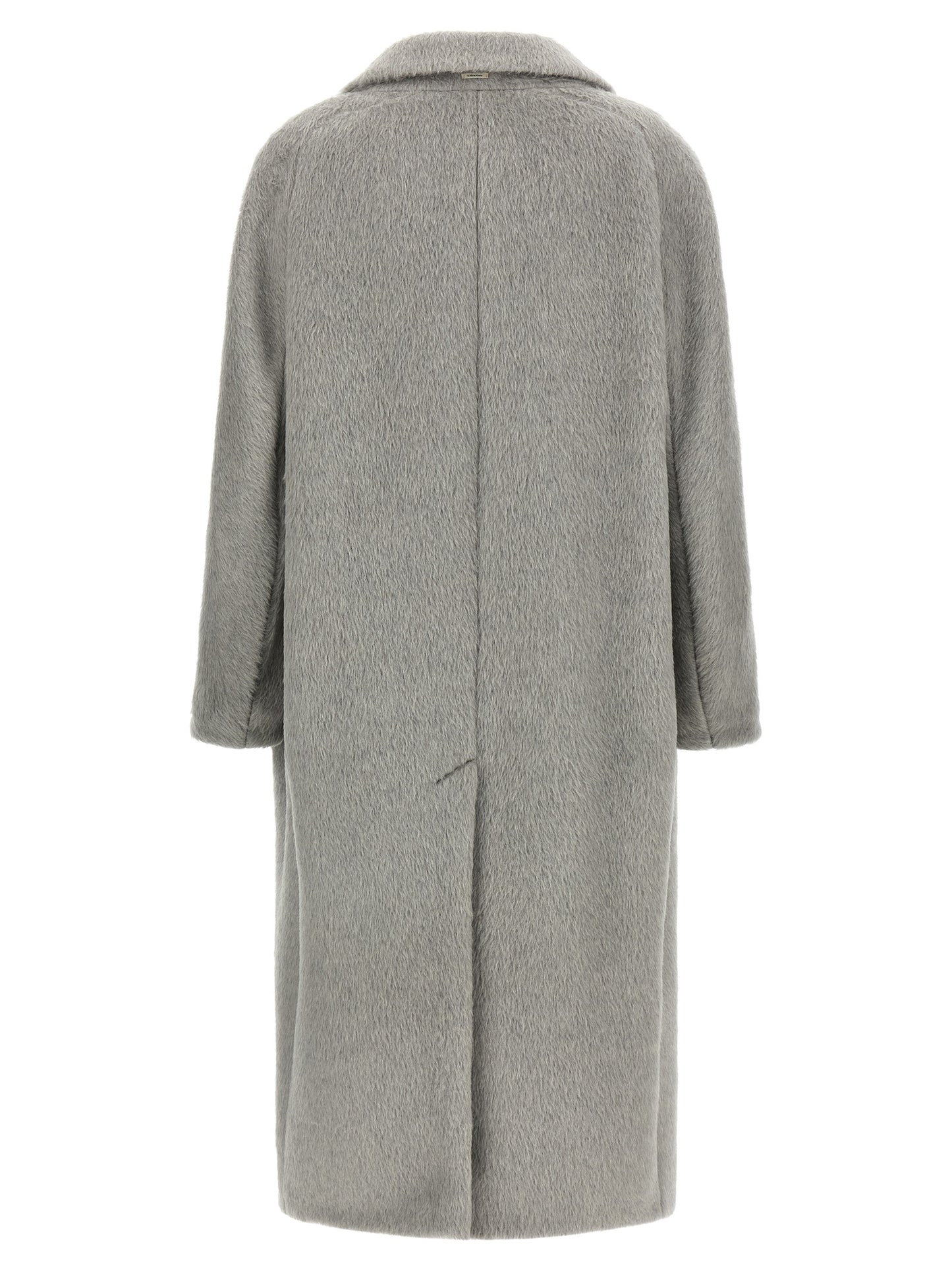 S Max Mara Gray Alpaca Leather Coat