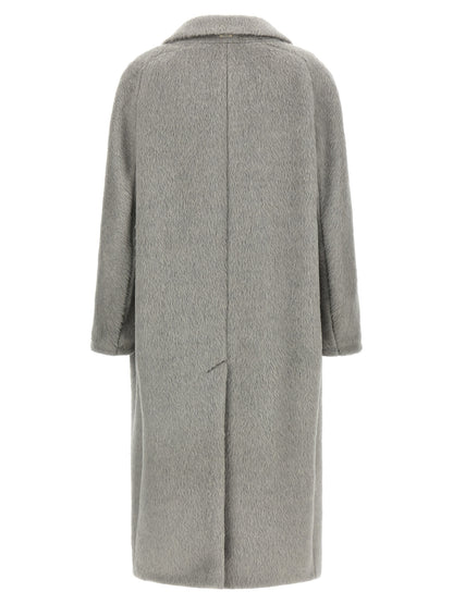 S Max Mara Gray Alpaca Leather Coat