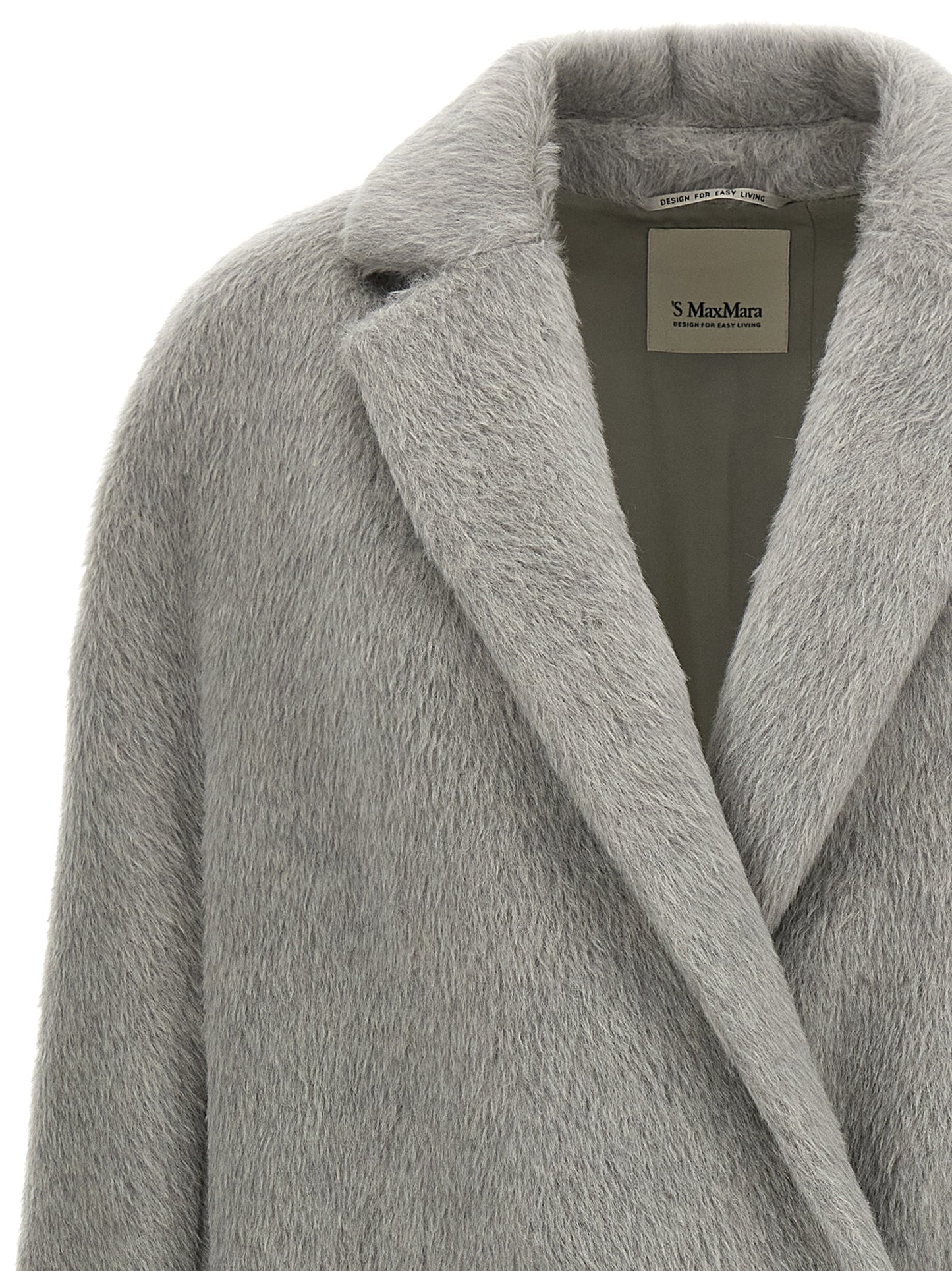 S Max Mara Gray Alpaca Leather Coat
