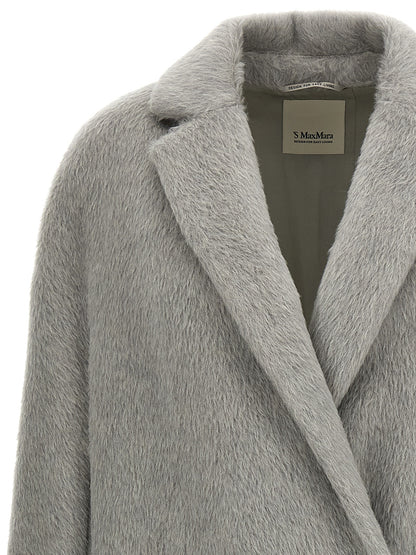 S Max Mara Gray Alpaca Leather Coat