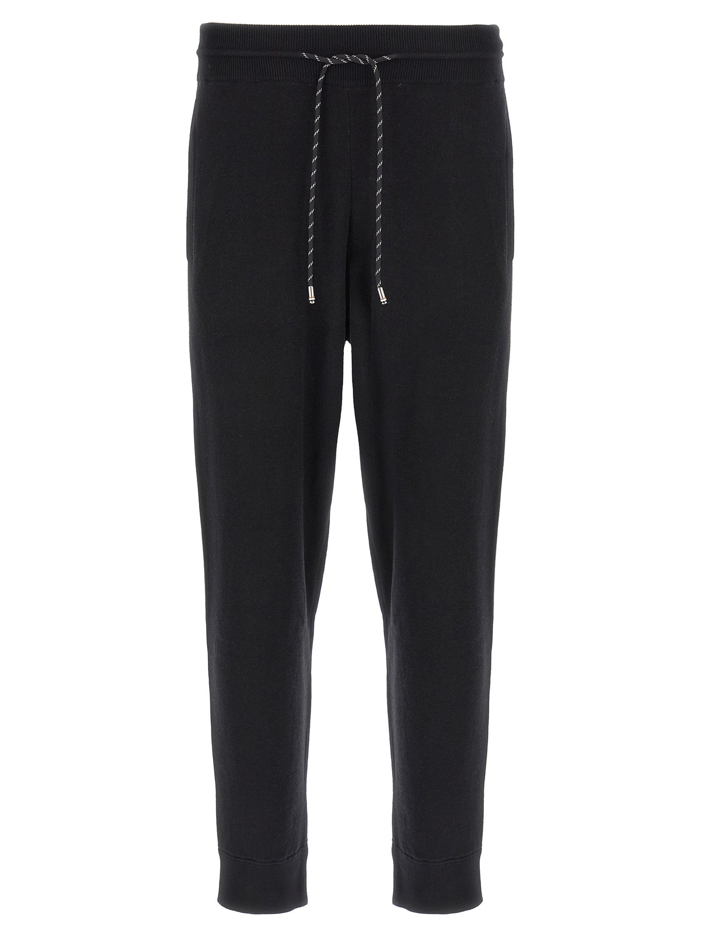 Joggers by Hugo Boss for men in plush virgin wool & cotton black features an refined tailoring silhouette, showcasing a premium with a and long cut for a refined tailoring look.