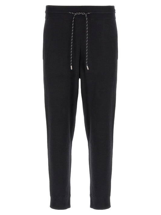 Joggers by Hugo Boss for men in plush virgin wool & cotton black features an refined tailoring silhouette, showcasing a premium with a and long cut for a refined tailoring look.