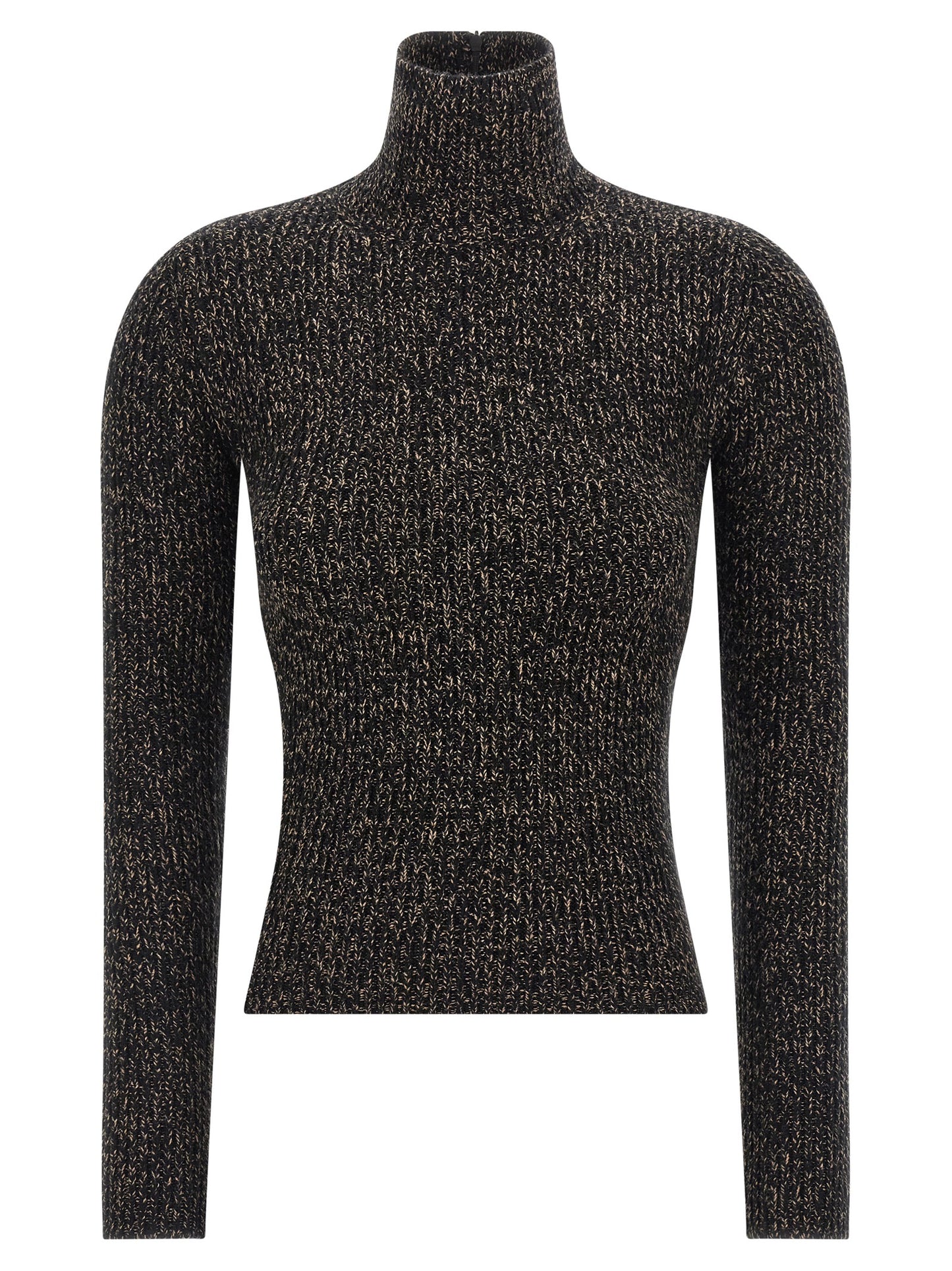 Cardigan by Max Mara for women in polyamide & cashmere black & patterned features an crisp silhouette, showcasing a sophisticated turtle high-neck neckline and detail for a truly crisp finish.