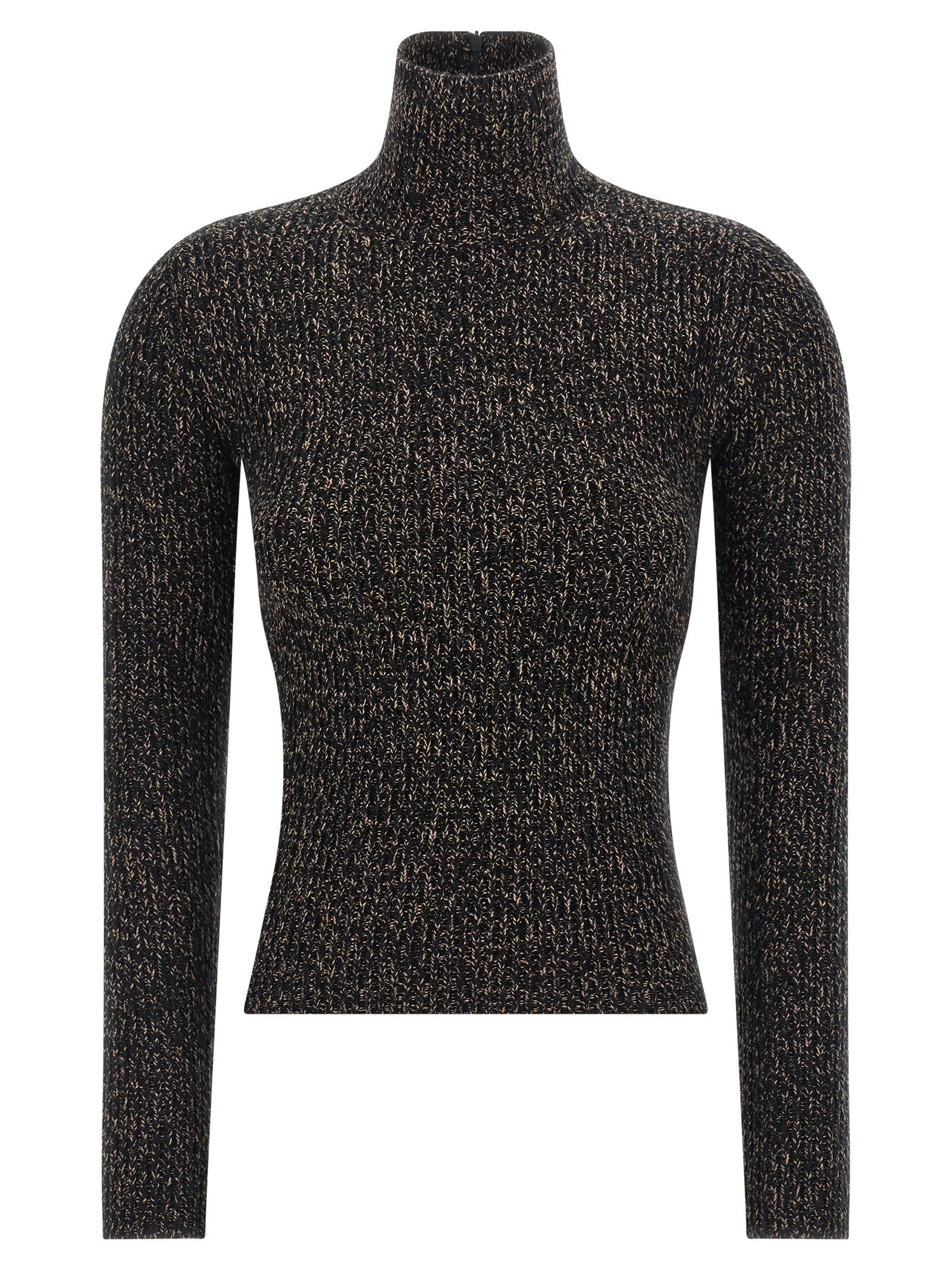 Cardigan by Max Mara for women in polyamide & cashmere black & patterned features an crisp silhouette, showcasing a sophisticated turtle high-neck neckline and detail for a truly crisp finish.