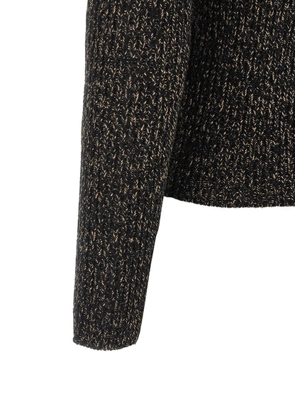 Cardigan by Max Mara for women in polyamide & cashmere black & patterned showcases a captivating silhouette, artfully detailed with a captivating and turtle high-neck neckline for a truly sophisticated captivating look.