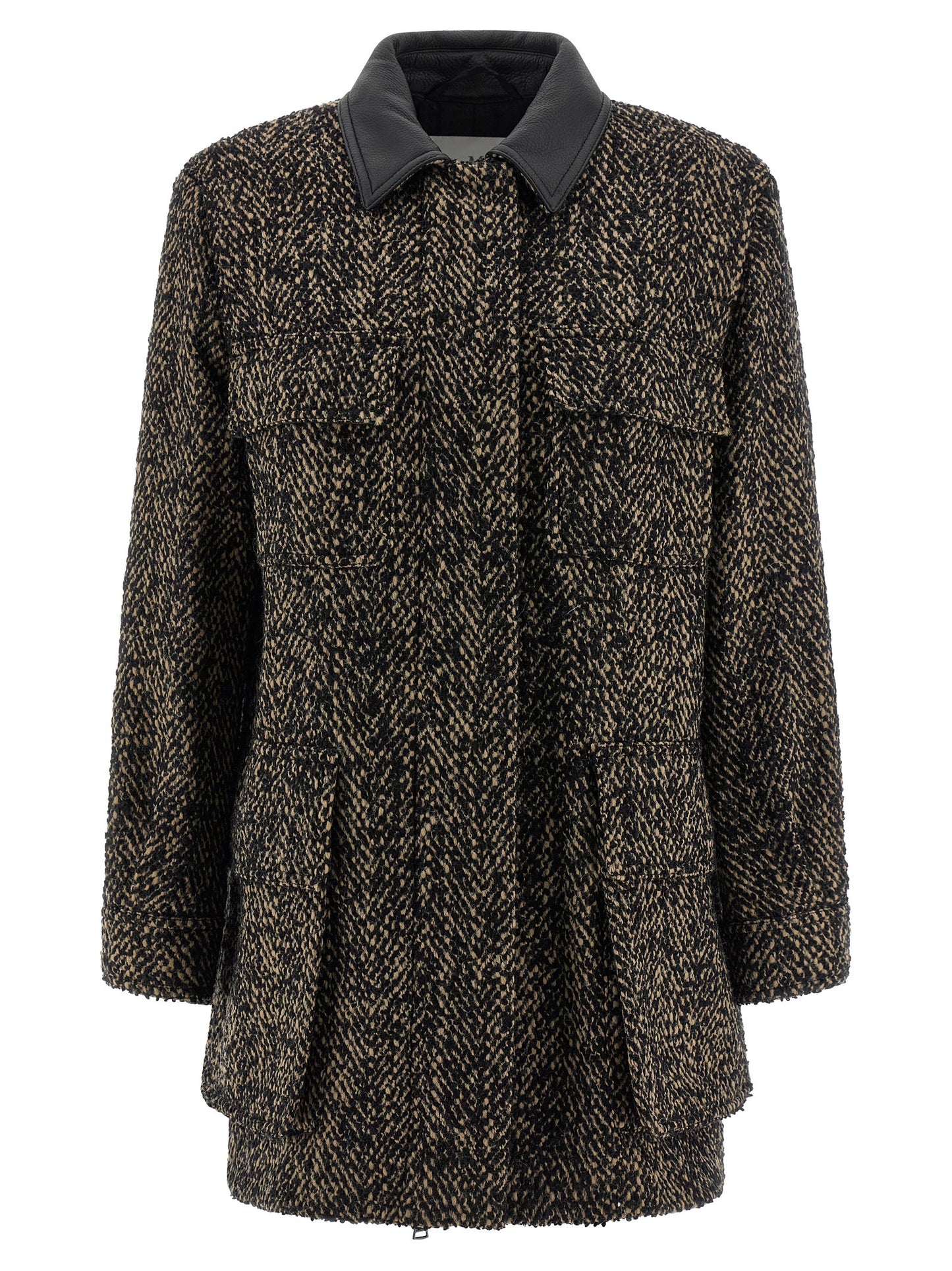 Windbreaker Jacket by Max Mara for women in virgin wool tweed & polyamide multicolor features an magnificent silhouette, showcasing the sophisticated shirt-collar neckline and functional windproof for a premium, magnificent look.