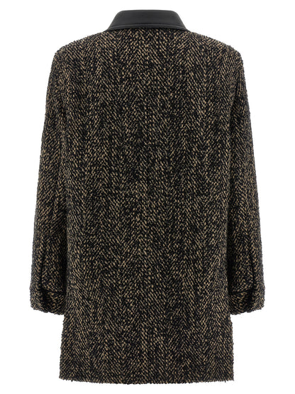 Windbreaker Jacket by Max Mara for women in virgin wool tweed & polyamide multicolor showcases a urban chic silhouette, detailed with a urban chic shirt-collar neckline and functional windproof for a polished finish.