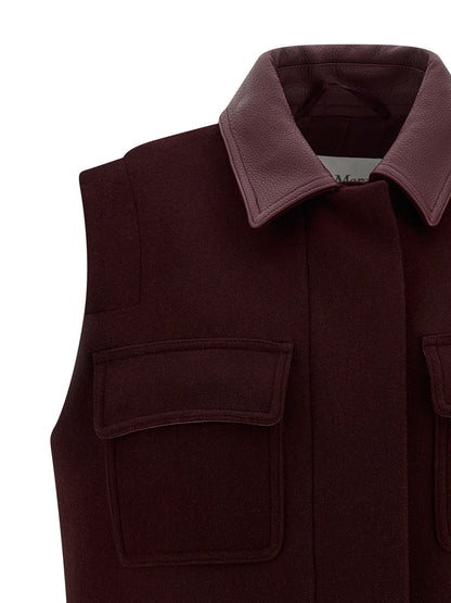 Vest by Max Mara for women in cashmere alpaca virgin wool bordeaux features an on trend silhouette, showcasing a sophisticated shirt-collar neckline and premium pockets for a truly on trend finish.