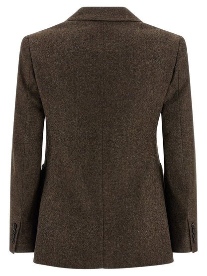 Blazer by Max Mara for women in virgin wool tweed brown, jacquard & monogram features an stylish silhouette, showcasing a sophisticated and stylish for a truly stylish finish.