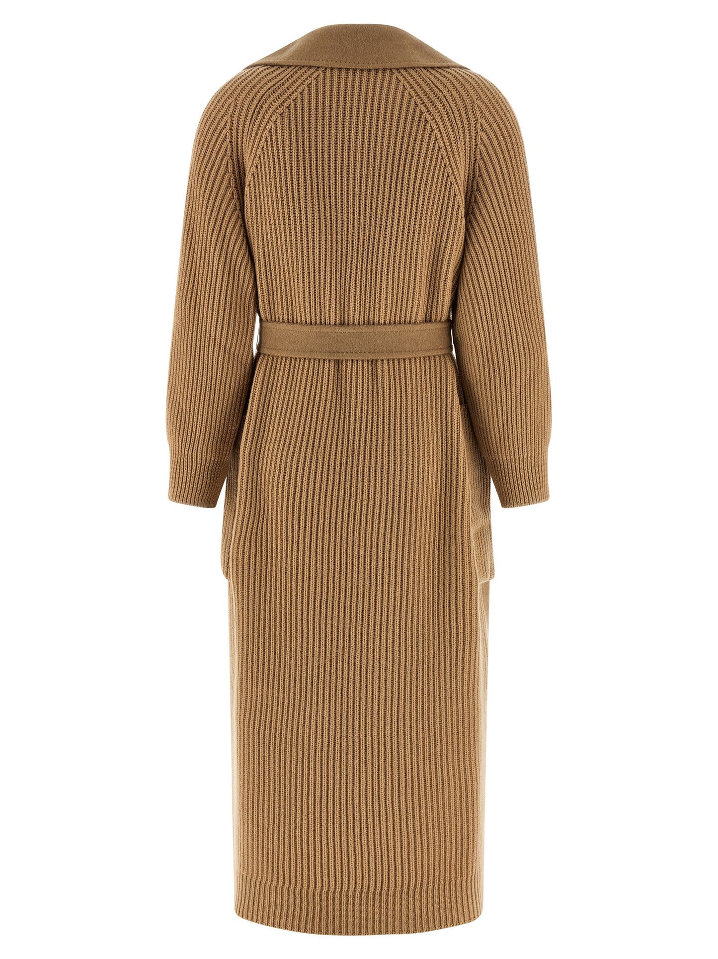 This Max Mara women wool Trench Coat in beige & camel presents a high style silhouette, meticulously detailed with pockets and a high style lapel neckline for a sophisticated, timeless look.