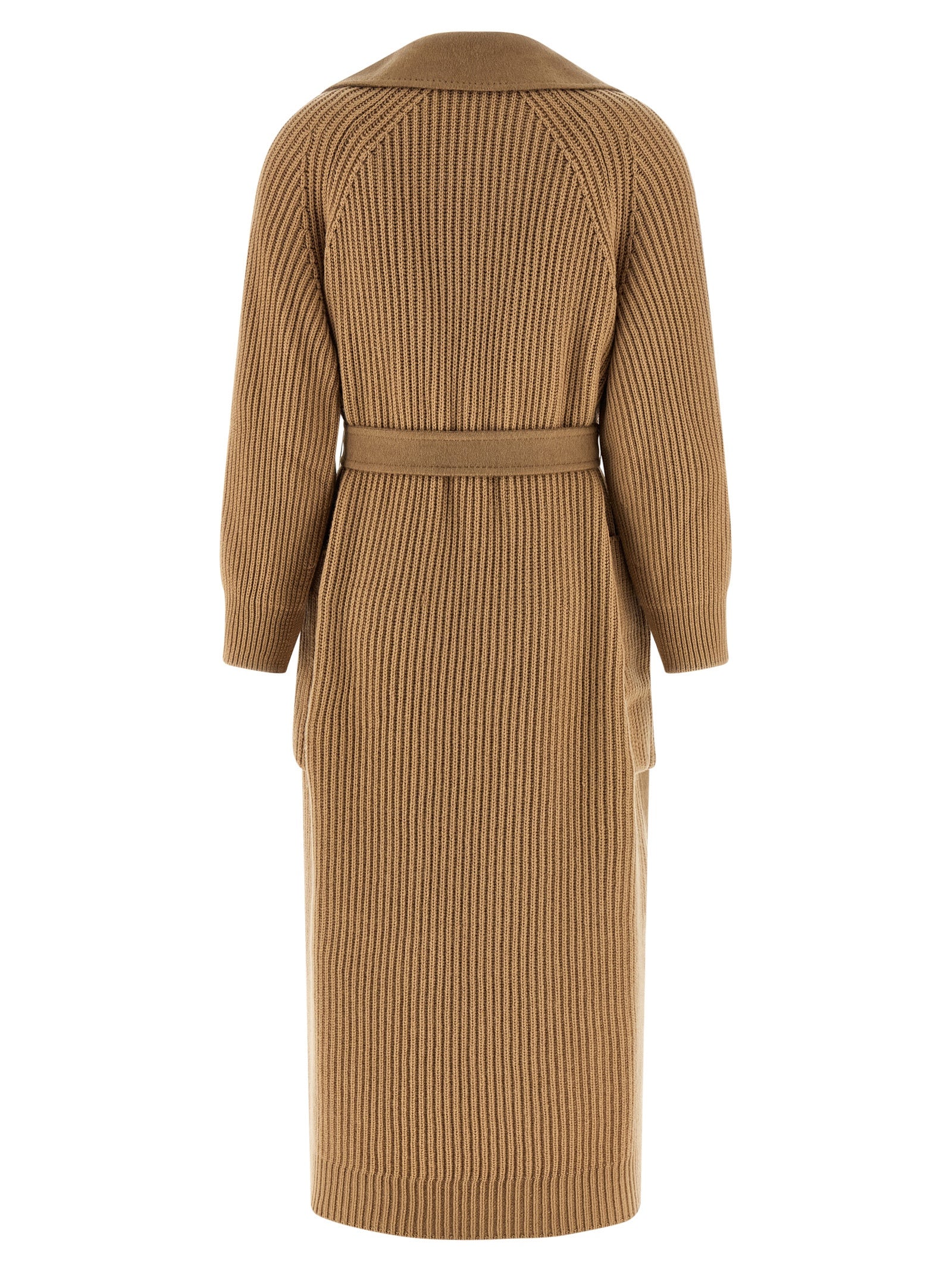 This Max Mara women wool Trench Coat in beige & camel presents a high style silhouette, meticulously detailed with pockets and a high style lapel neckline for a sophisticated, timeless look.