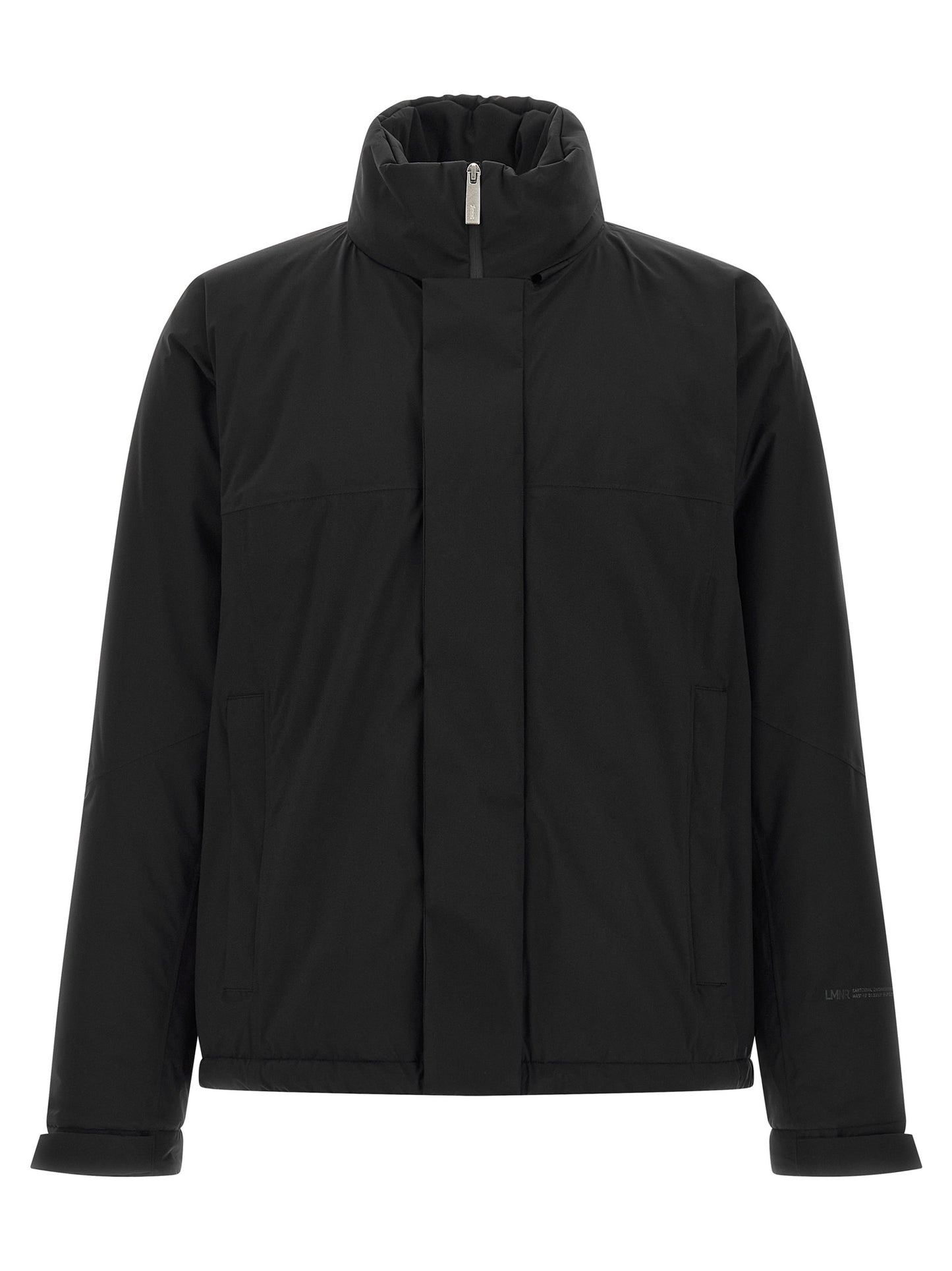 Hooded Windbreaker Jacket by LAMINAR for men in polyamide black features an stylish silhouette, showcasing a sophisticated hooded neckline and performance-driven hooded, insulated & windproof for a premium, stylish look.