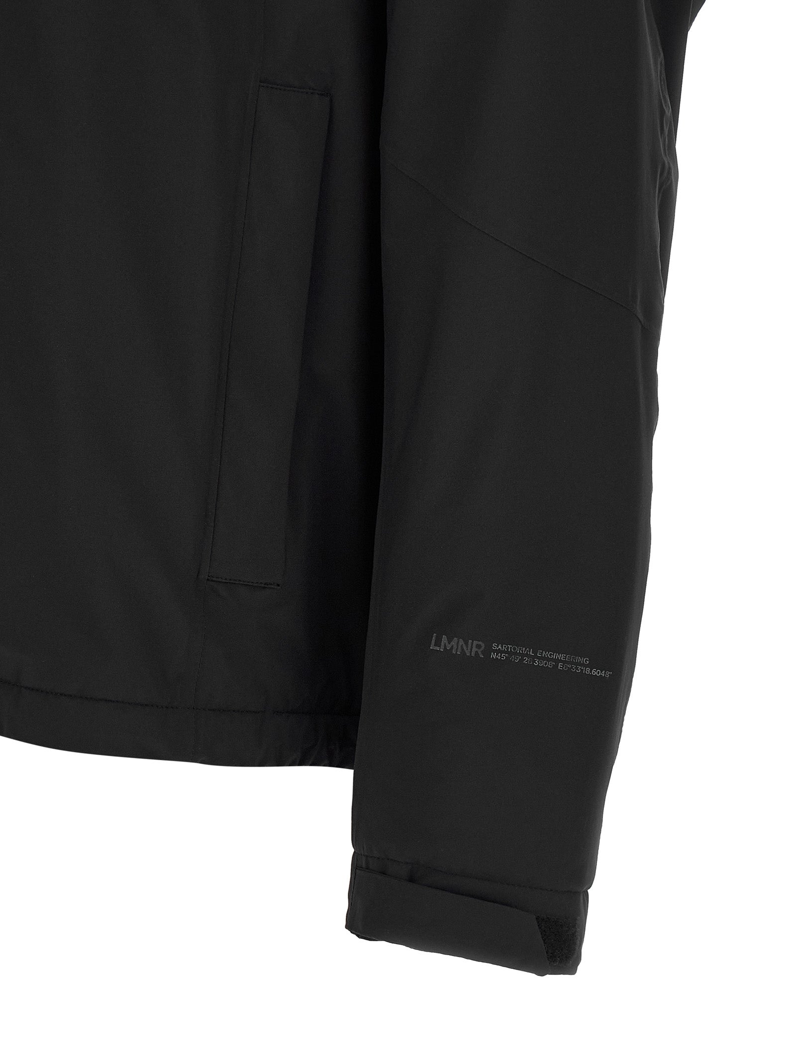 Hooded Windbreaker Jacket by LAMINAR for men in polyamide black features an perennial silhouette with a refined and perennial hooded, insulated & windproof for a sophisticated weather-resistant look.