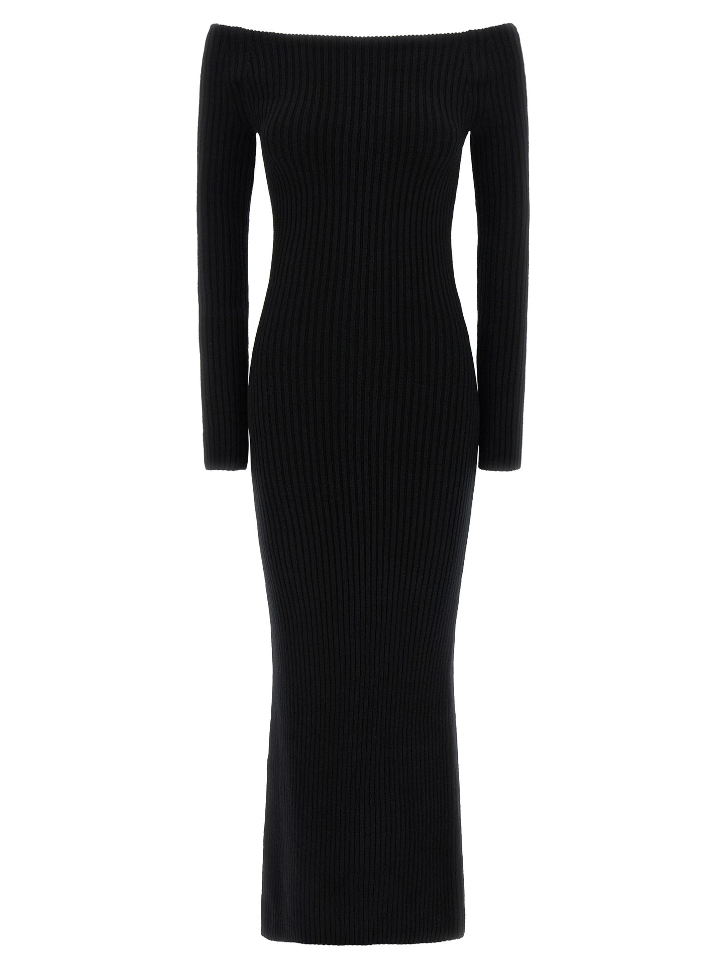 Dress by Max Mara for women in cashmere wool & nylon black showcases a striking silhouette, elegantly detailed with a long-sleeve, refined , and a striking long for a striking finish.