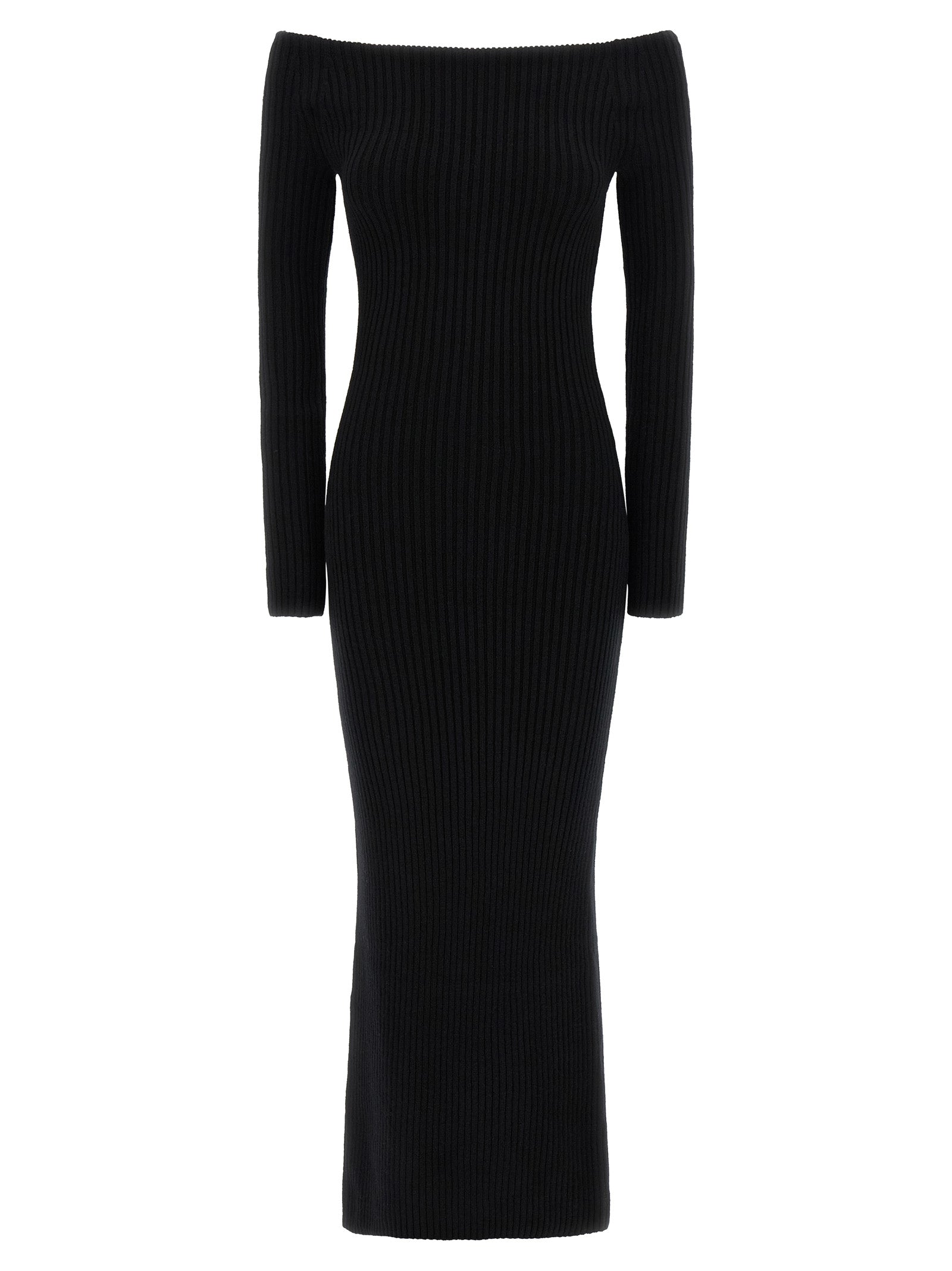 Dress by Max Mara for women in cashmere wool & nylon black showcases a striking silhouette, elegantly detailed with a long-sleeve, refined , and a striking long for a striking finish.