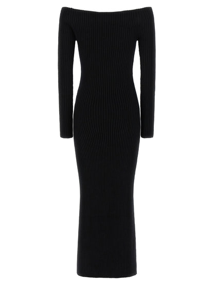 Dress by Max Mara for women in cashmere wool & nylon black features an cute silhouette, detailed with a and that elegantly flows into a cute long.