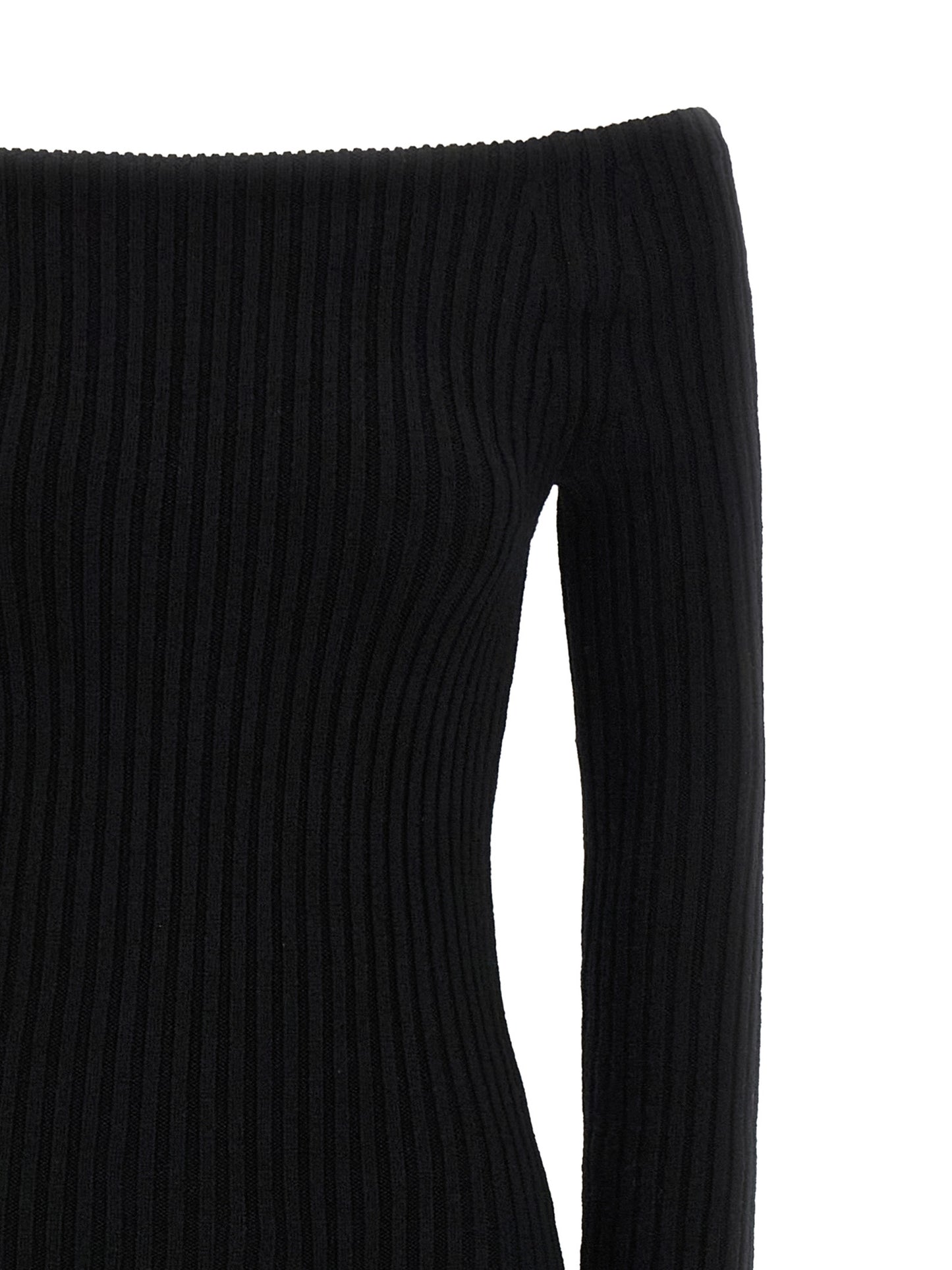 Dress by Max Mara for women in cashmere wool & nylon black presents a sinuous silhouette, showcasing a sophisticated and detailed with a sinuous long for a refined finish.