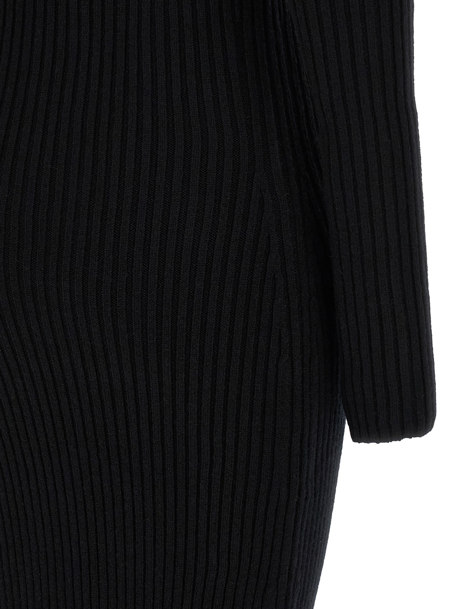 Dress by Max Mara for women in cashmere wool & nylon black showcases a striking silhouette, elegantly detailed with a , refined , and a striking long for a striking finish.
