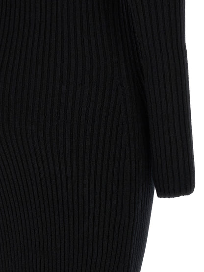 Dress by Max Mara for women in cashmere wool & nylon black showcases a striking silhouette, elegantly detailed with a , refined , and a striking long for a striking finish.