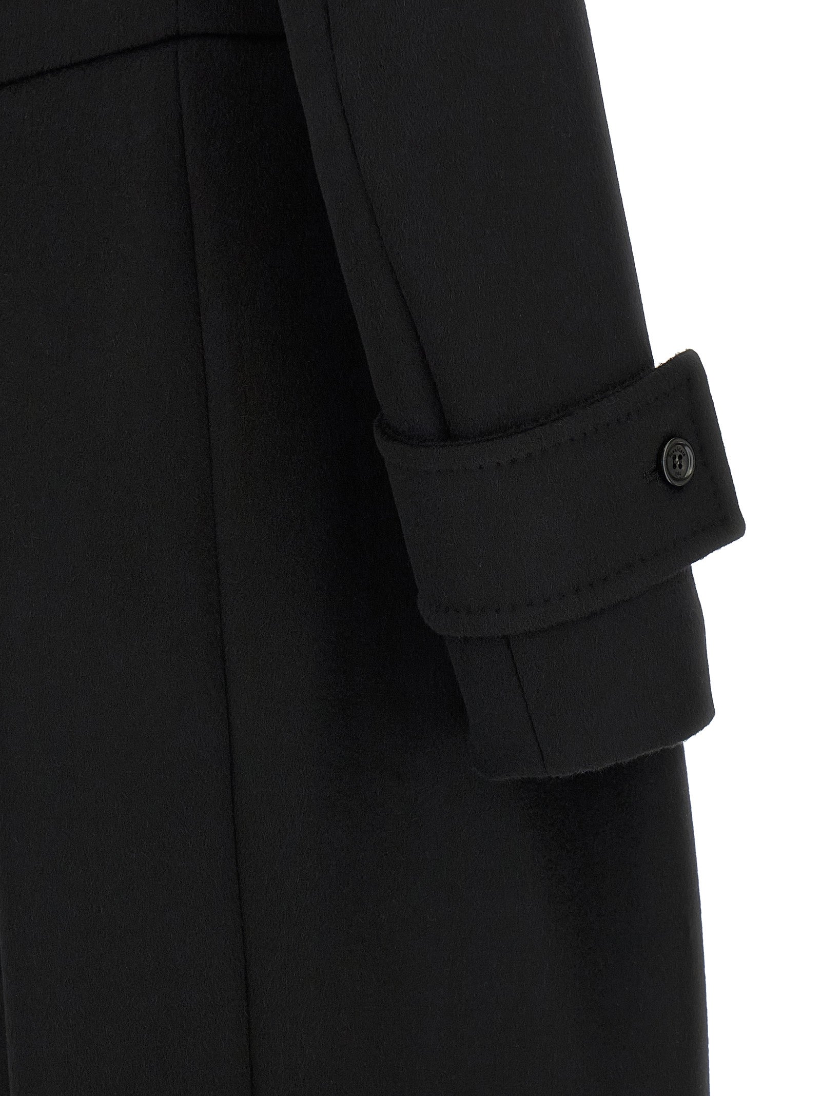 Overcoat by Max Mara for women in wool black & camel features an satoral silhouette, showcasing a sophisticated and satoral for a premium, timeless look.