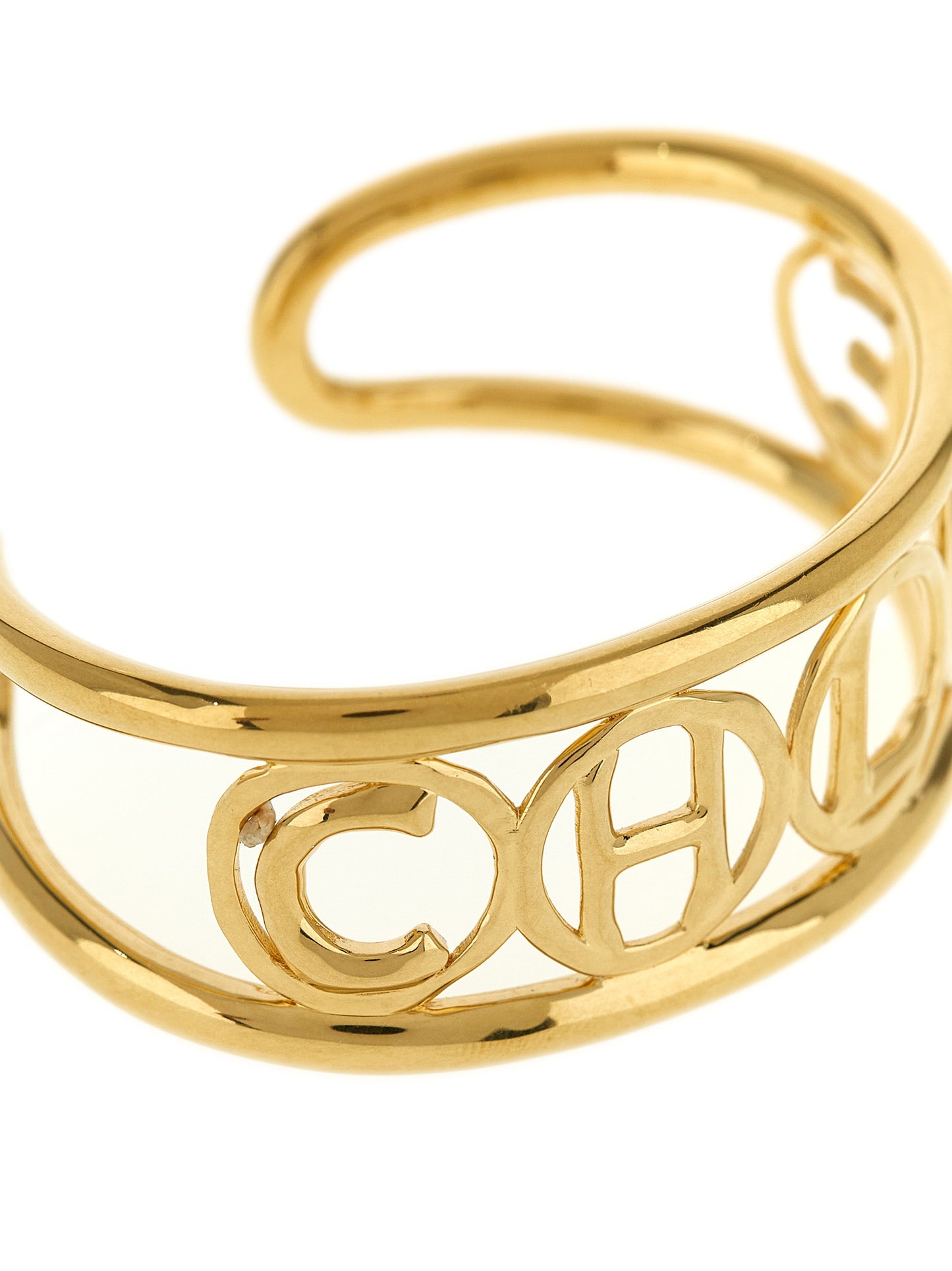 Bracelet by Chloé for women in denim cotton gold features a architectural silhouette, elegantly showcasing a architectural bangle charm bracelet design that defines the Women's Bangle Charm Gold Brass Bracelet aesthetic.