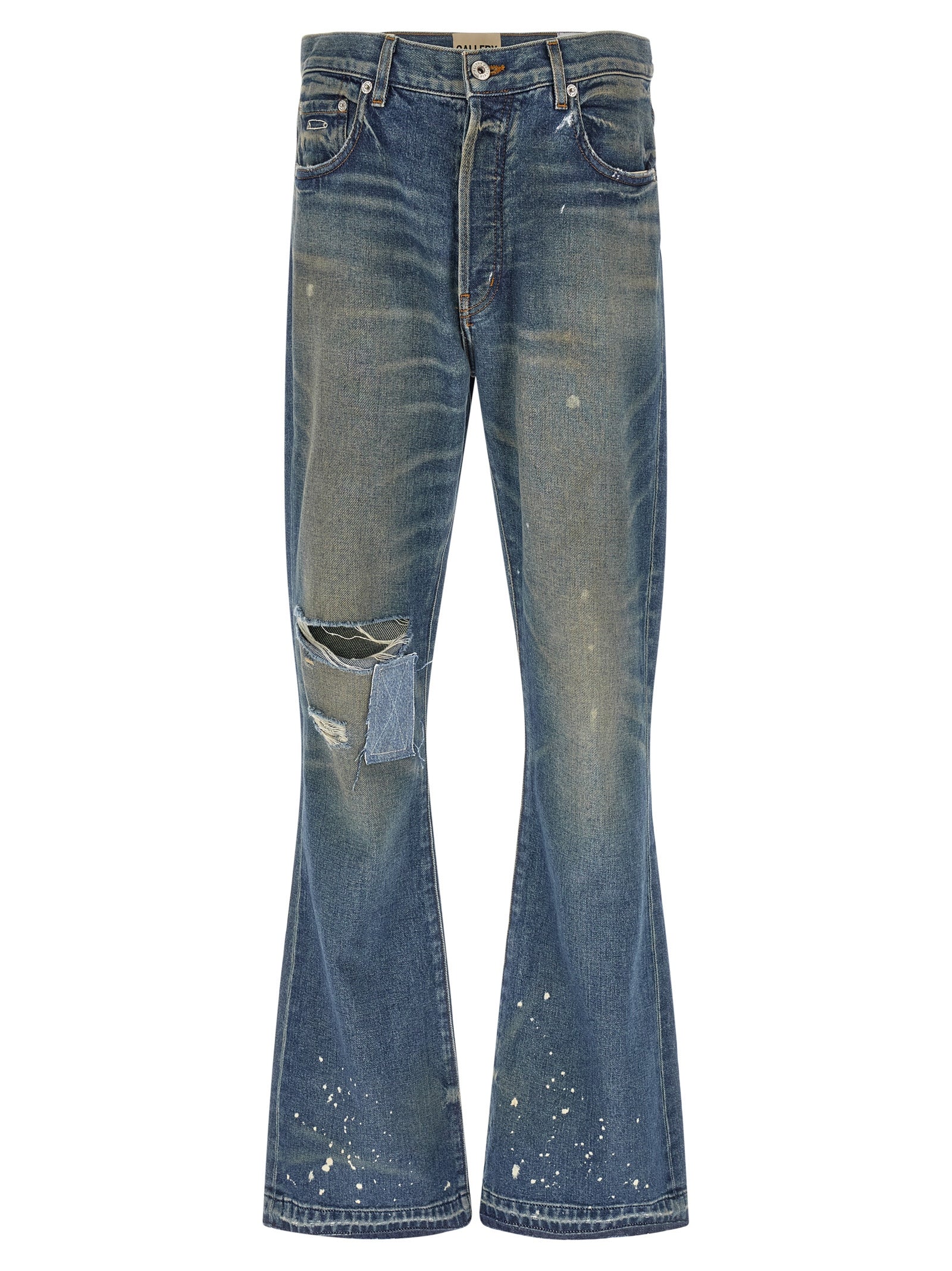 Jeans by GALLERY DEPT. for men in denim cotton blue & signature features an sartorial flared & bootcut and long with a cut for a sartorial finish.