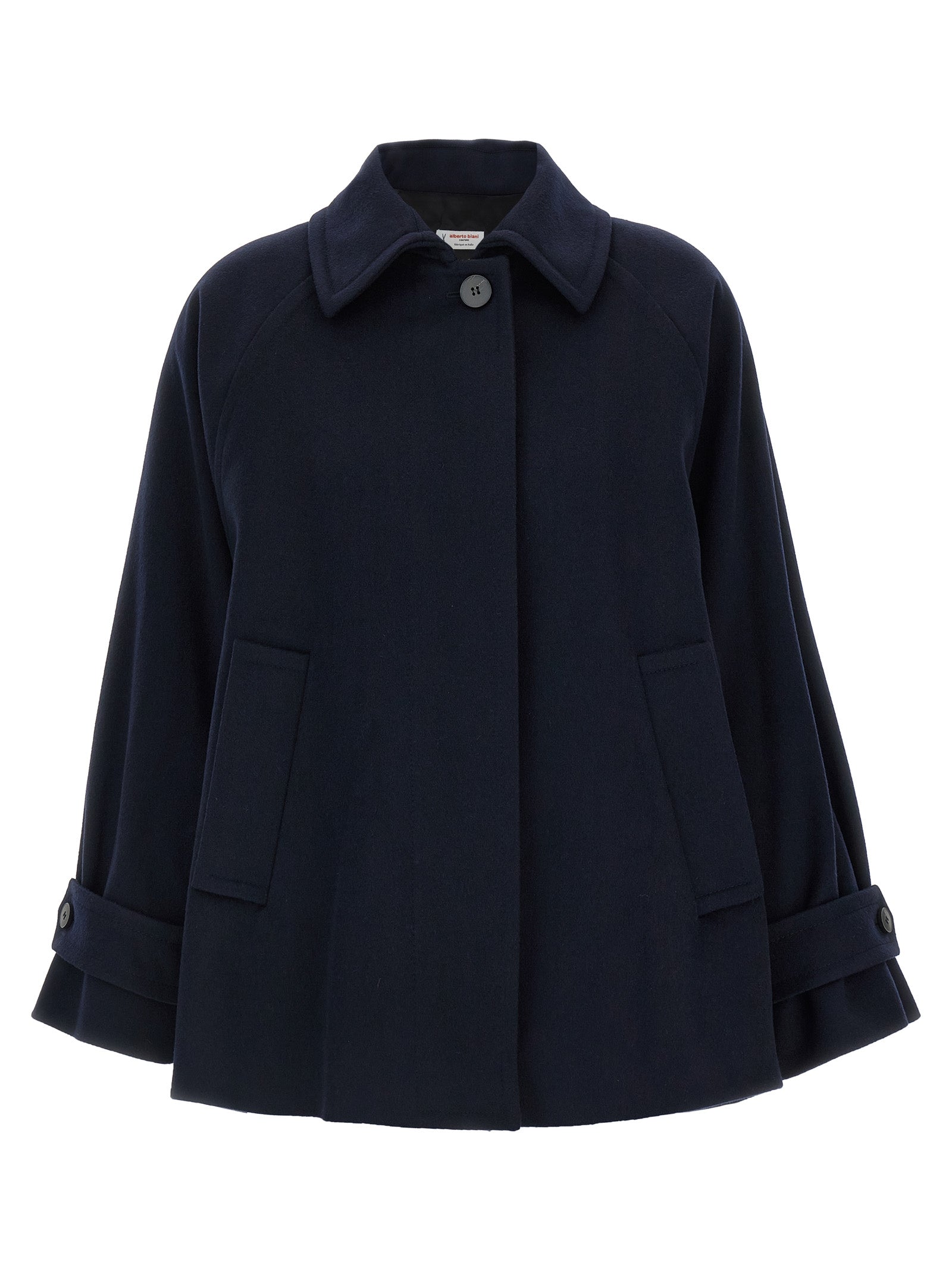 This Alberto Biani women viscose & virgin wool Trench Coat in blue presents a high style silhouette, meticulously detailed with and a high style shirt-collar neckline for a sophisticated, timeless look.