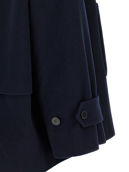 Trench Coat by Alberto Biani for women in viscose & virgin wool blue presents a utilitarian silhouette, showcasing a utilitarian and sophisticated for a truly utilitarian look.